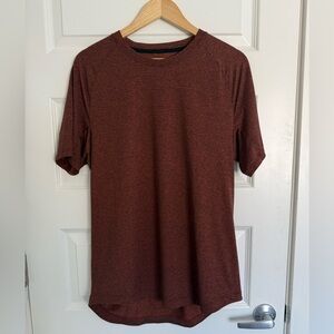 Lululemon T Shirt Mens Large Orange Heather Drysense Gym Workout Top Activewear